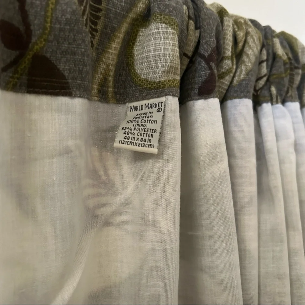 WORLD MARKET Floral Leaf Patterned 2-pcs Curtains Fully Lined #1005252